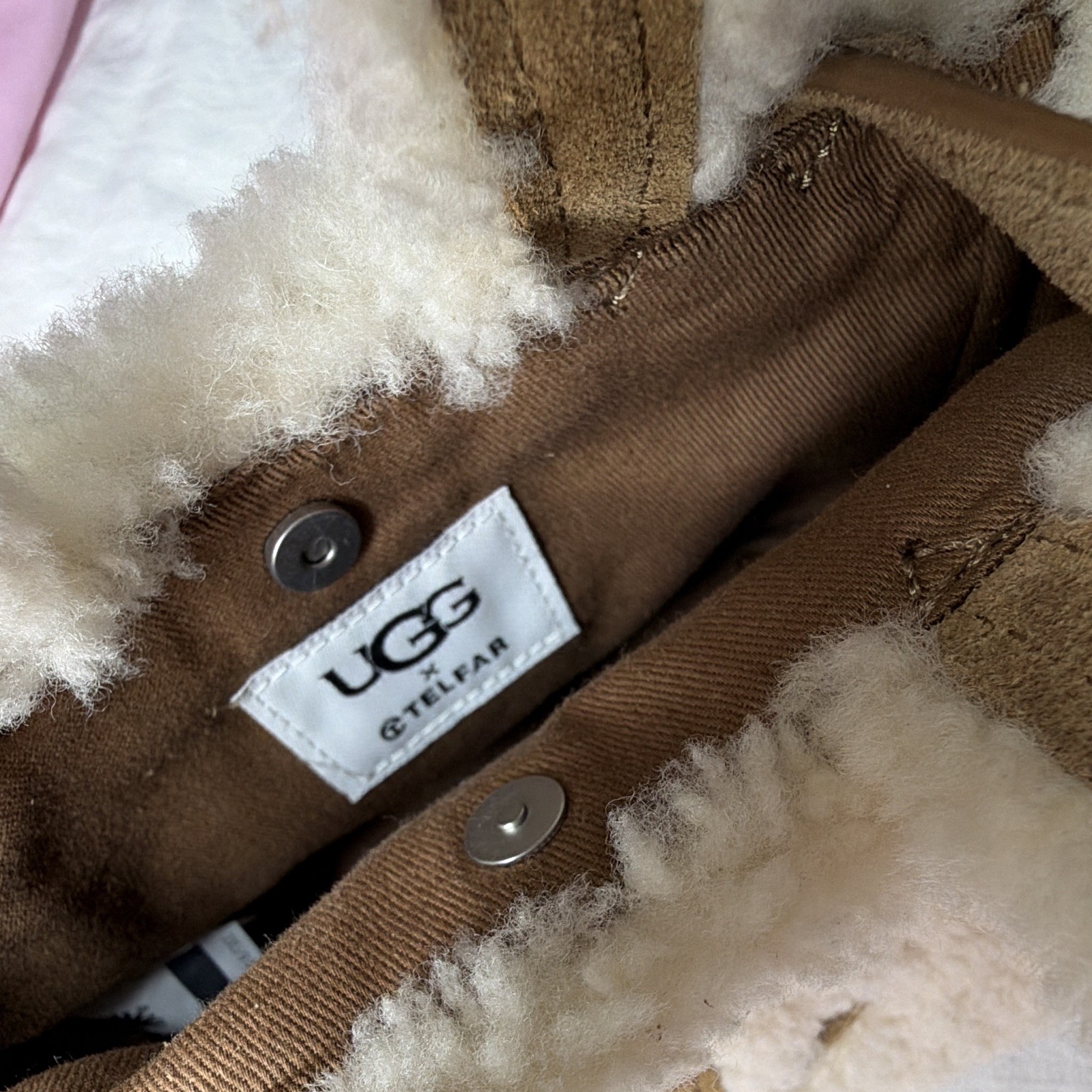 UGG x Telfar Mini Crossbody Bag, Lined, Magnetic Closure, Cream/Brown