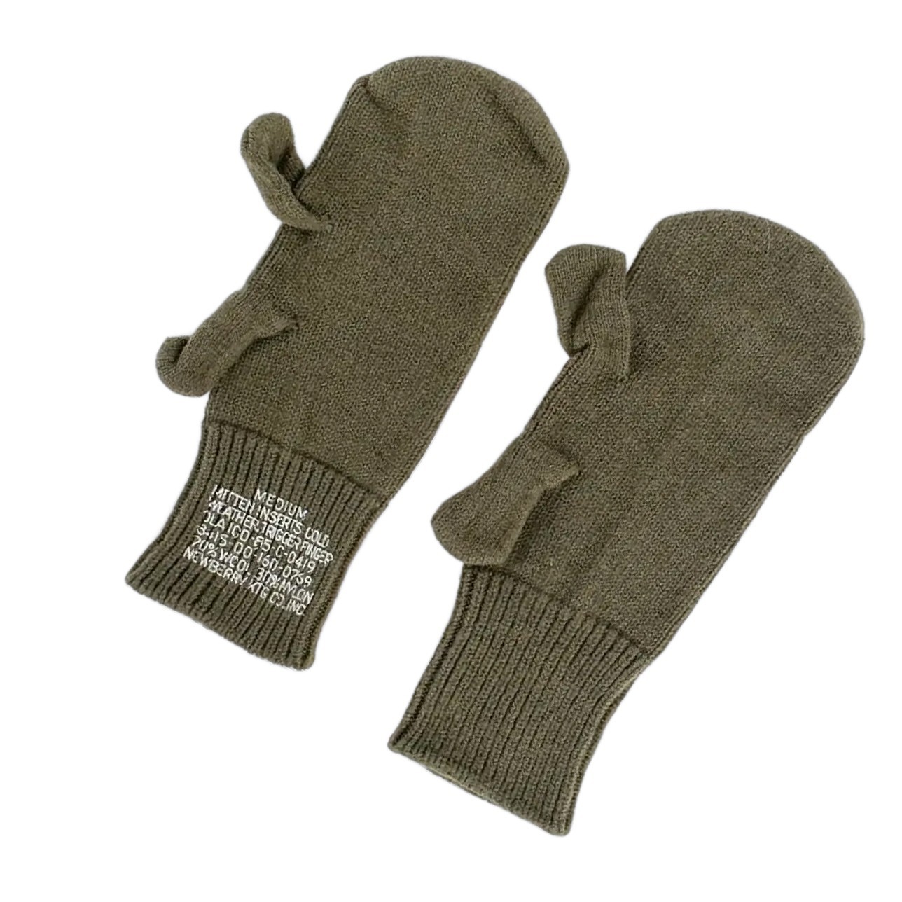 US Military Wool Trigger Finger Mitten Liners Medium 8415-00-160-0769 Wool Blend
