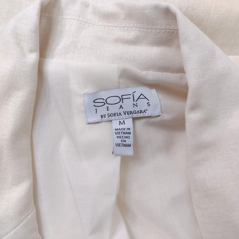 NWT Sophia Vergara Blazer Double Breasted Ivory Linen Blend Lined Womens M