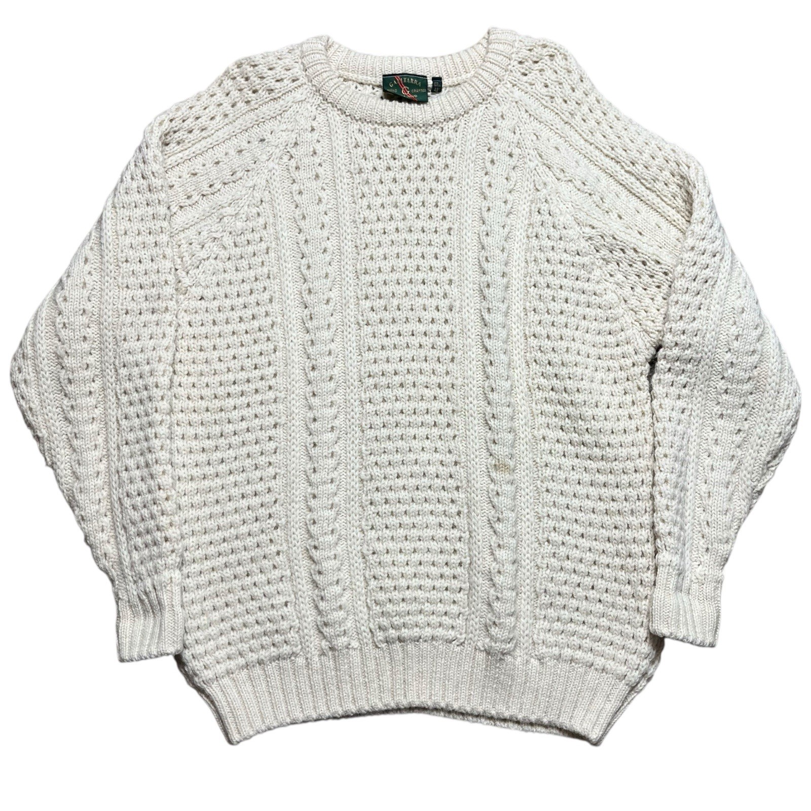 Gaeltarra Vintage 100% Wool Cable Knit Sweater Mens 42/ 107cm Ireland Made 22×27