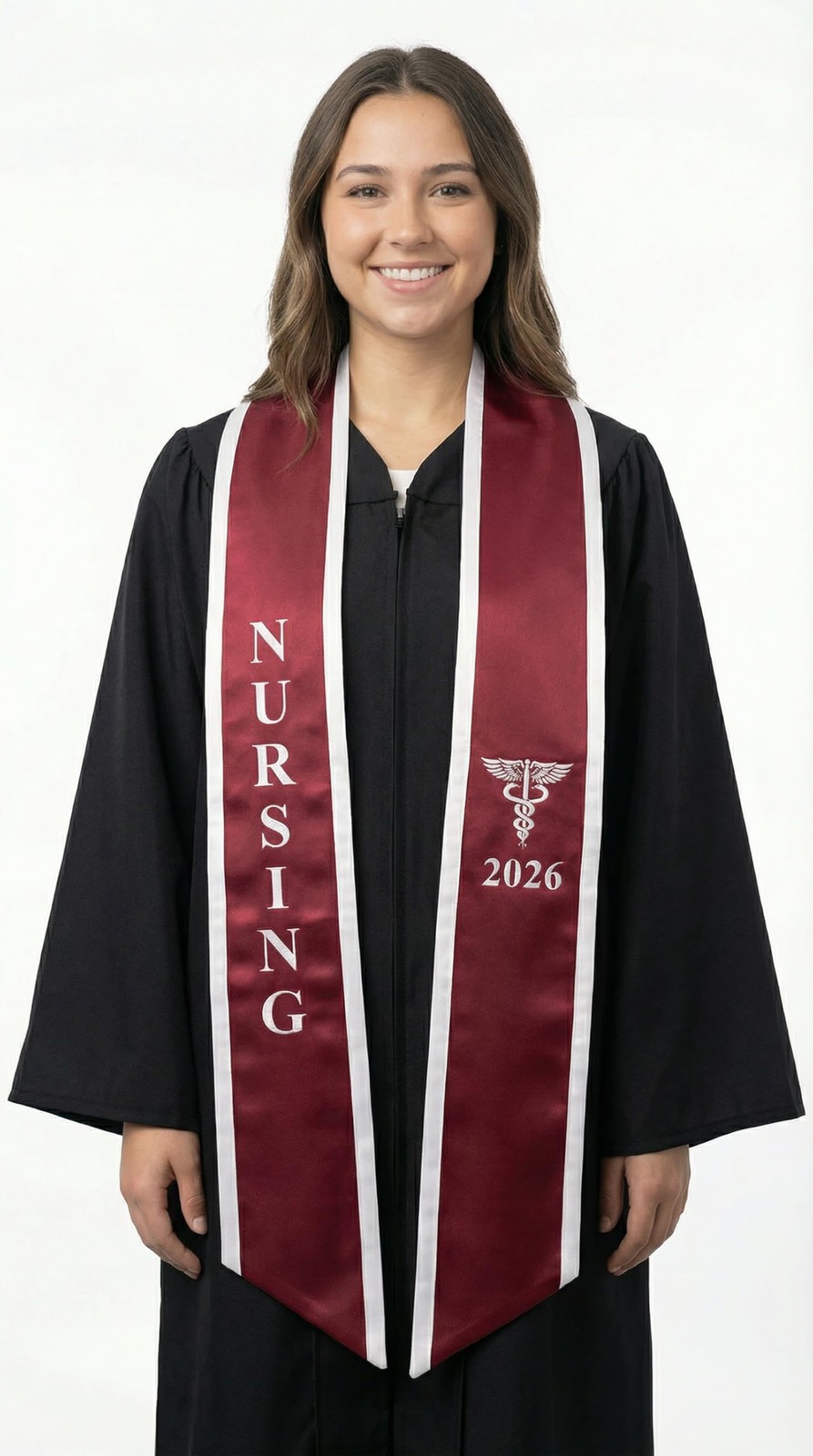 CLERKMANS Crimson Nursing Stole for All Sizes, + White Trim