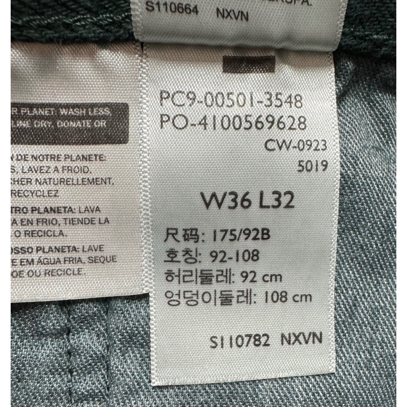 Levis 501 Original Mens Straight Leg Jeans Green denim button fly 36×32