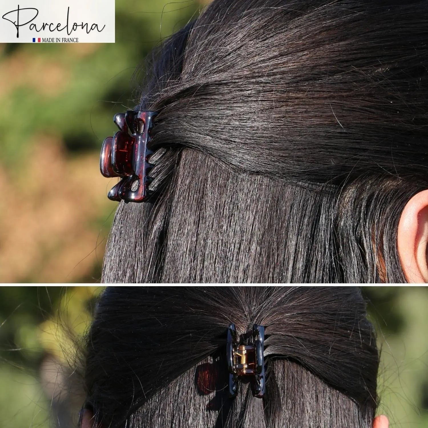 Parcelona French Classic 1.5″ Small Celluloid Set of 3 Hair Claws for Women