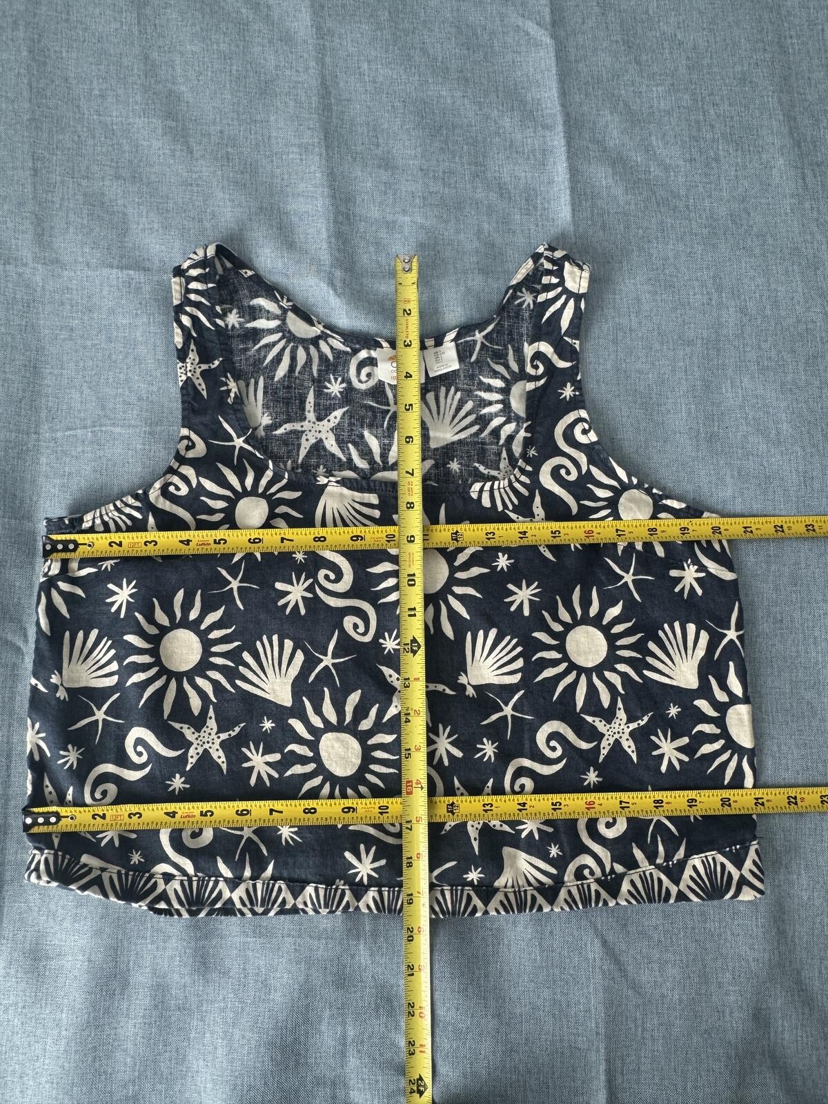 C&C California 100% Linen Coastal Sun & Seashell Print Tank Top Size L
