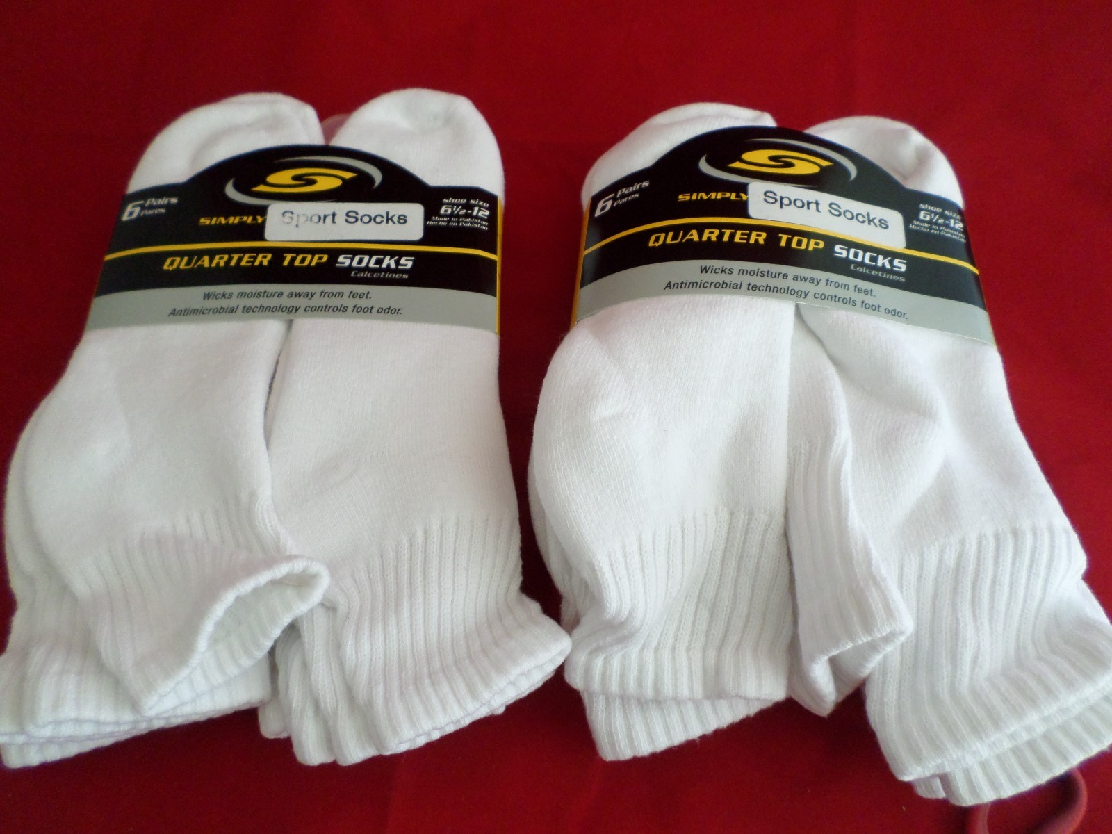 12 Pair Large JCP Cotton Quarter Sport Socks Control Odor 6 1/2-12 Made in USA