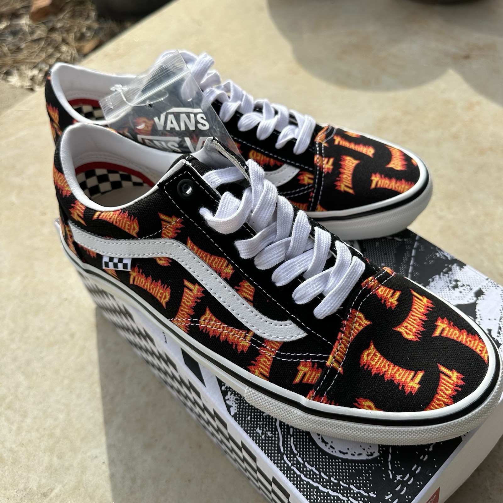 VANS Skate Old Skoo, Trasher Black/Multi – VN0005W0BML SIZE 9 W/BOX NOS