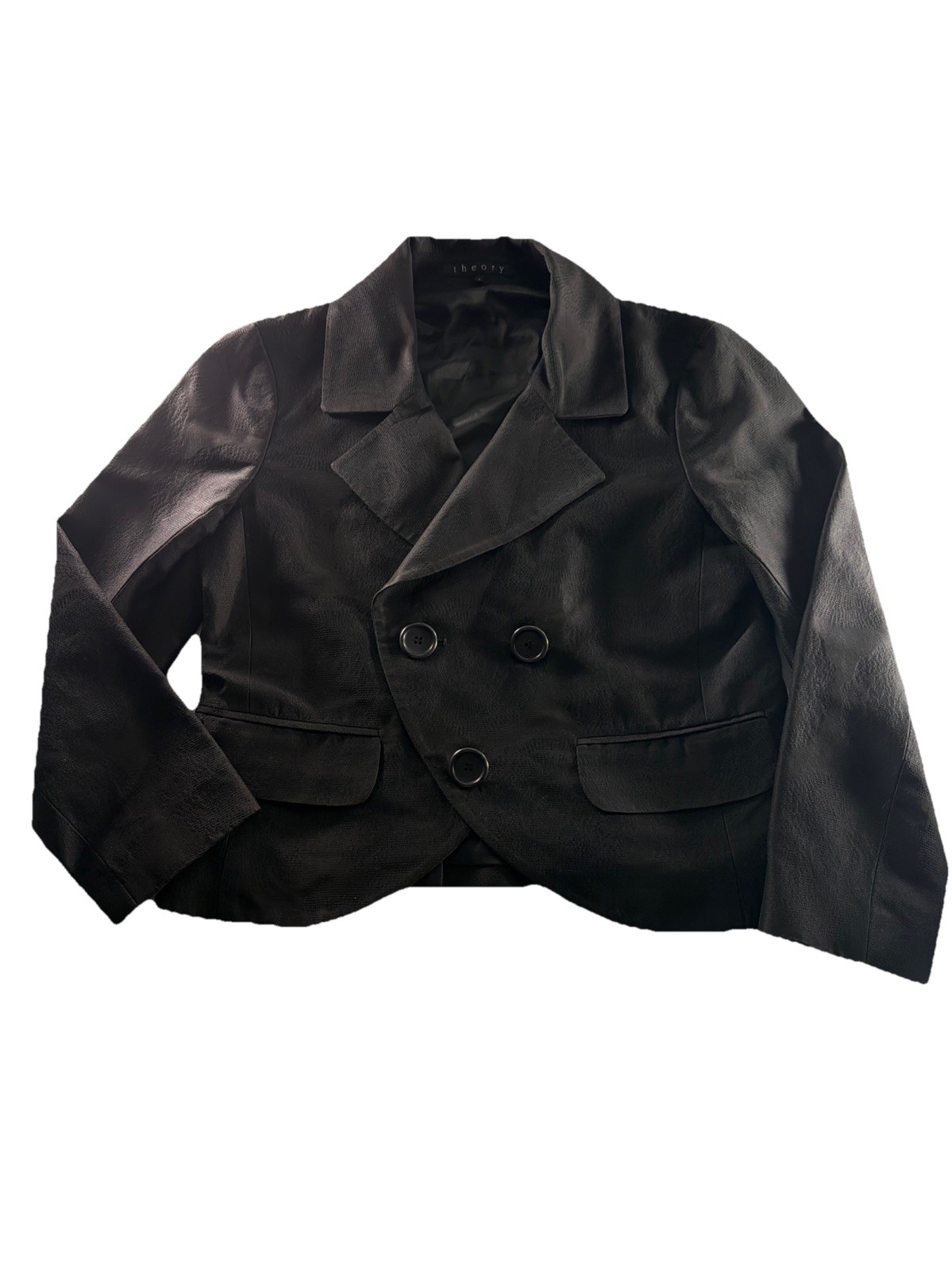 Theory Womens Open Front Black Blazer Jacket Size 4