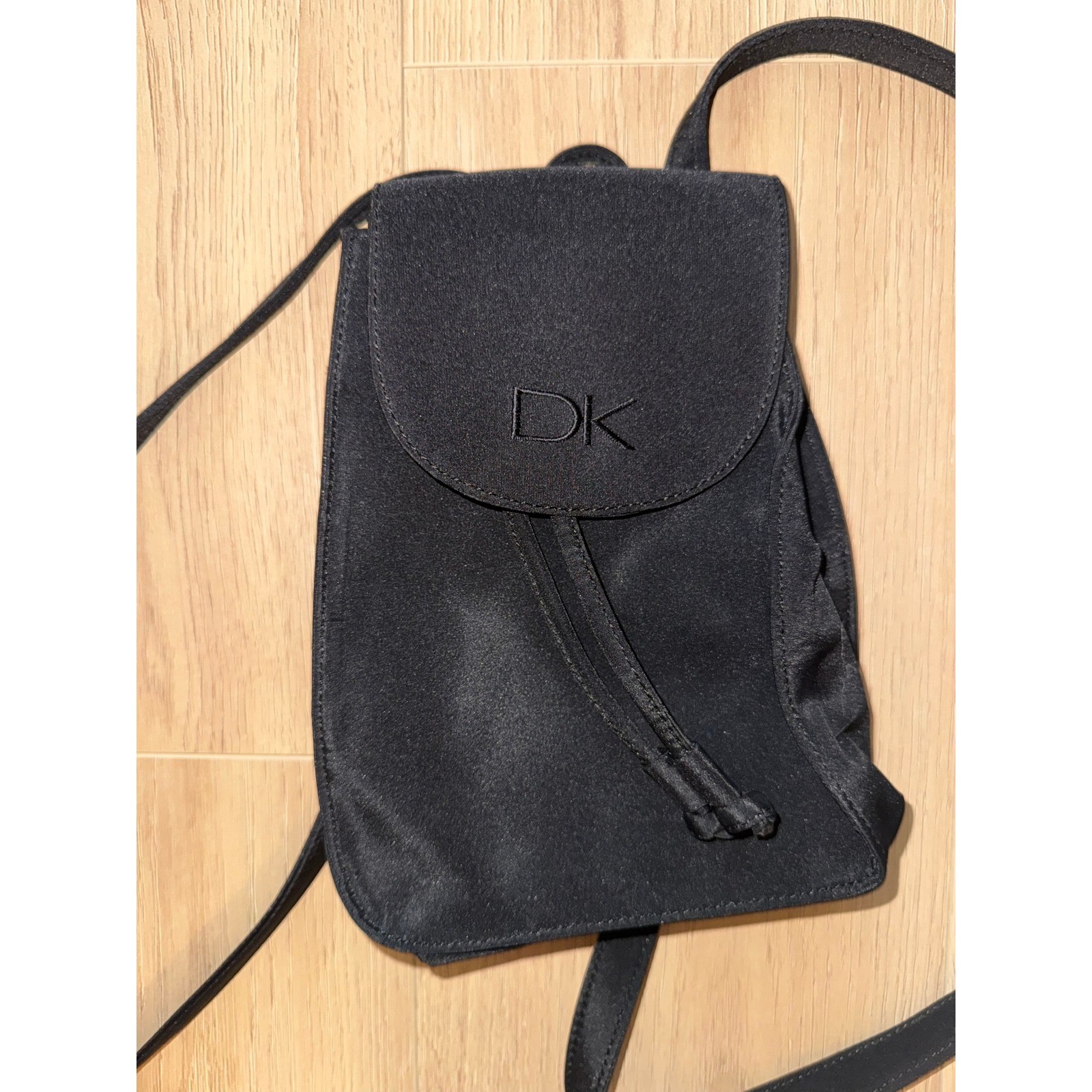 Donna Karan DK Vintage 90s Y2K Black Nylon Mini Backpack Small Drawstring Bag