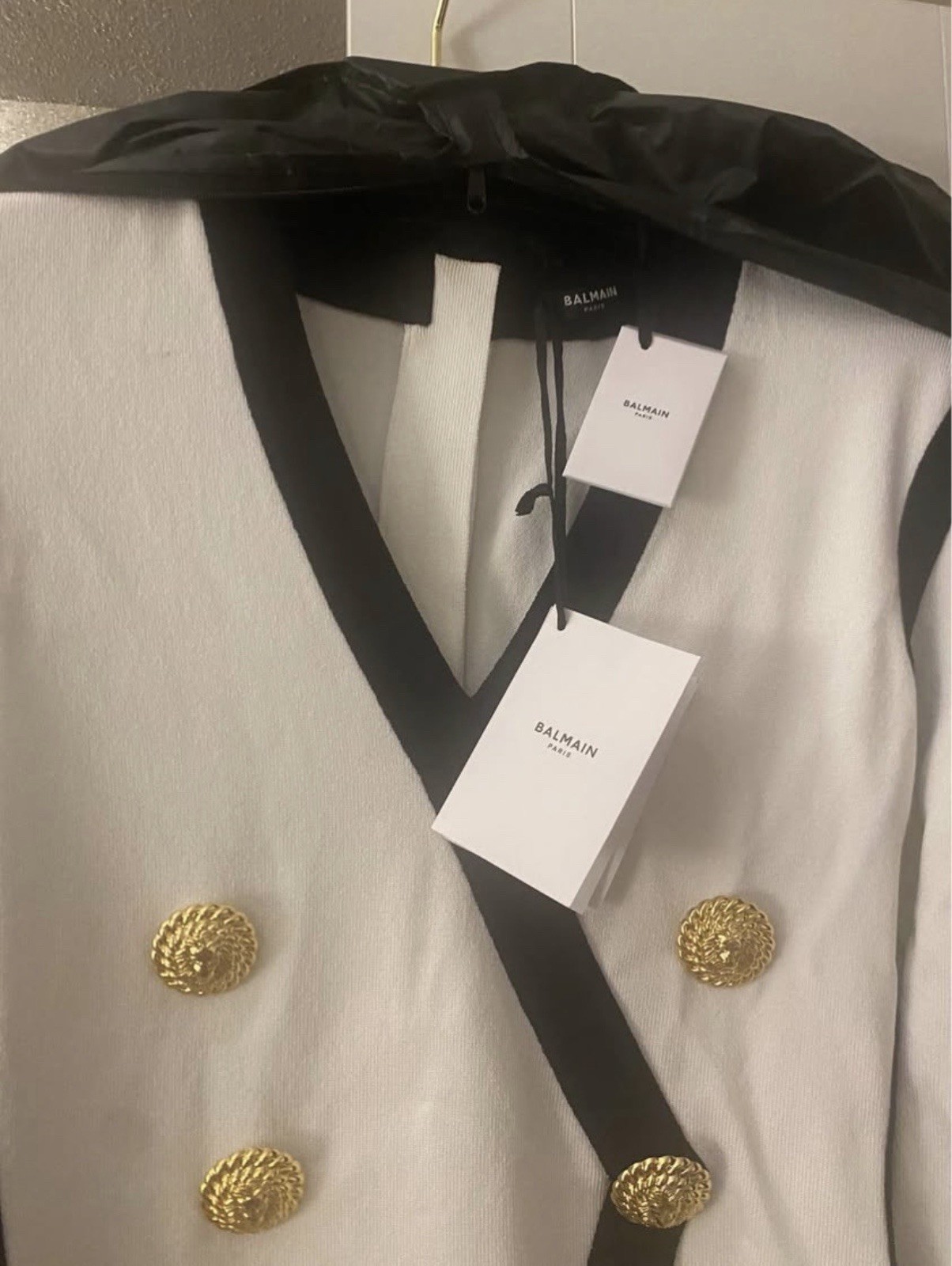 Balmain Paris Women’s Juniors S Double-Breasted Blazer Jacket White/Black
