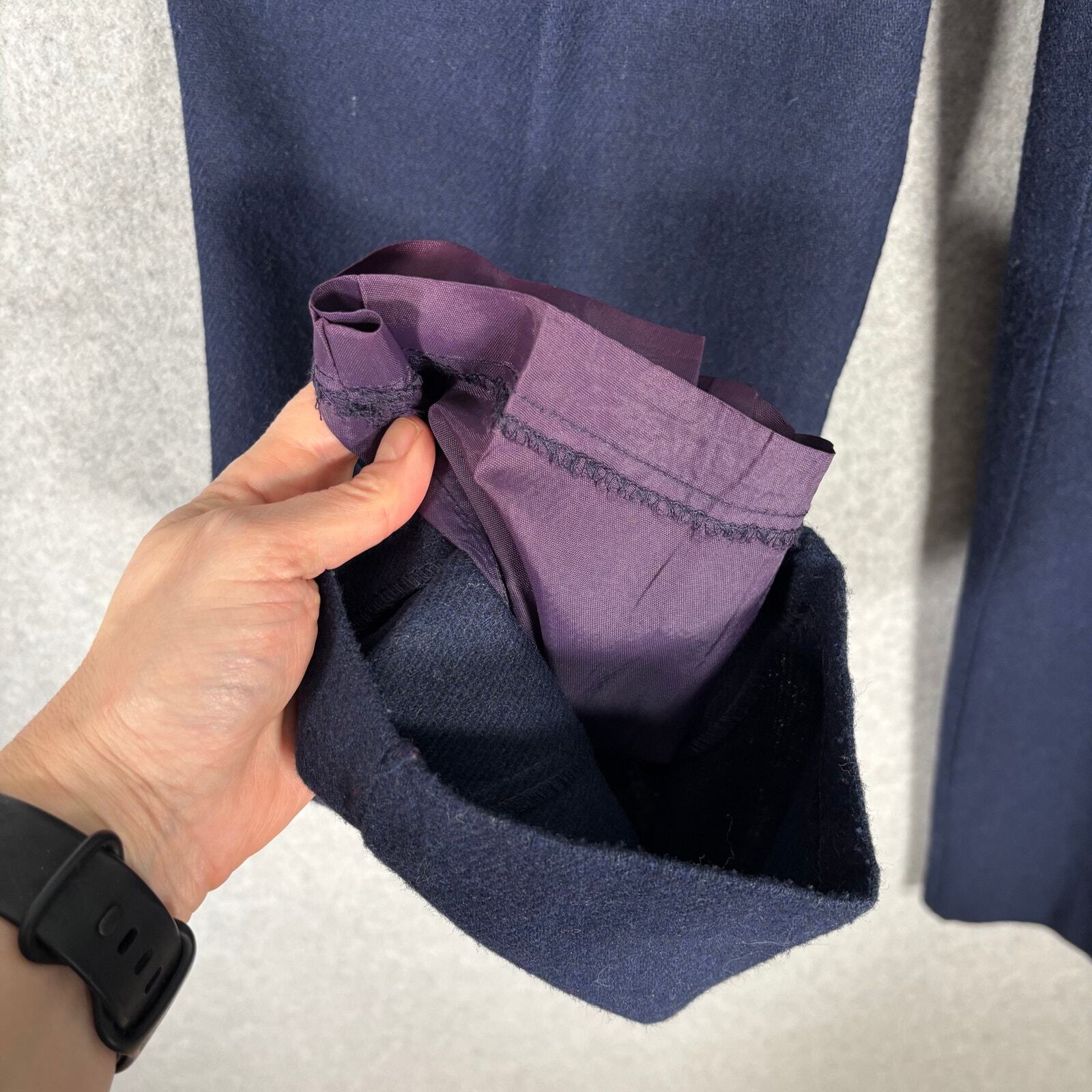 Vintage Pleated Wool High Rise Pants Womens 11 12 Navy Trousers Lined Slacks