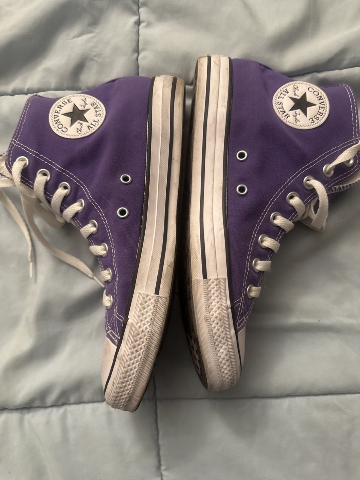 Purple Converse High Top Sneakers With White Accents Unisex Sneakers M8 W10