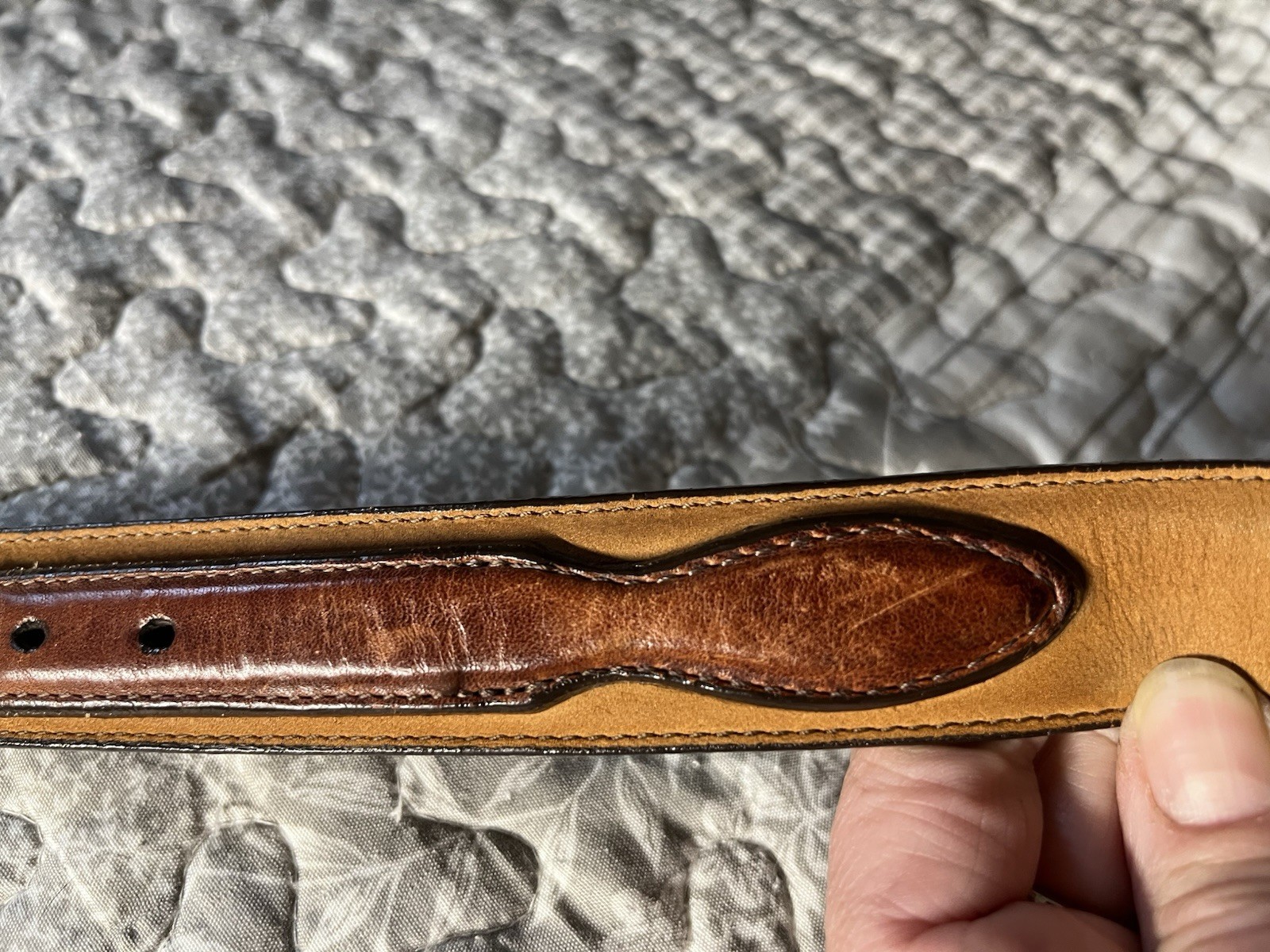Two-Tone Brown/Tan Solid Belt Size 34, 1 1/2 in Width w/ Buckle