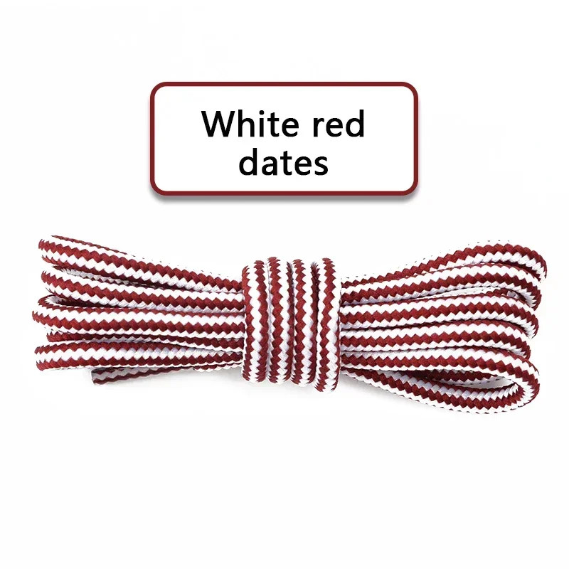 1 Pair Round Cotton Shoe Laces Striped Double Color Shoelaces Outdoor Boots and