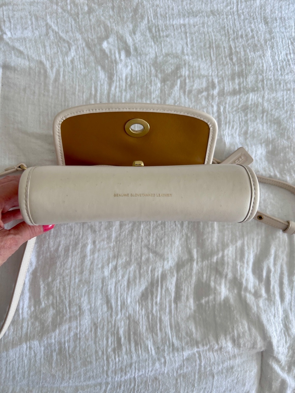 COACH Kip Crossbody Leather Handbag Top Handle Detachable Strap – Chalk – C3486