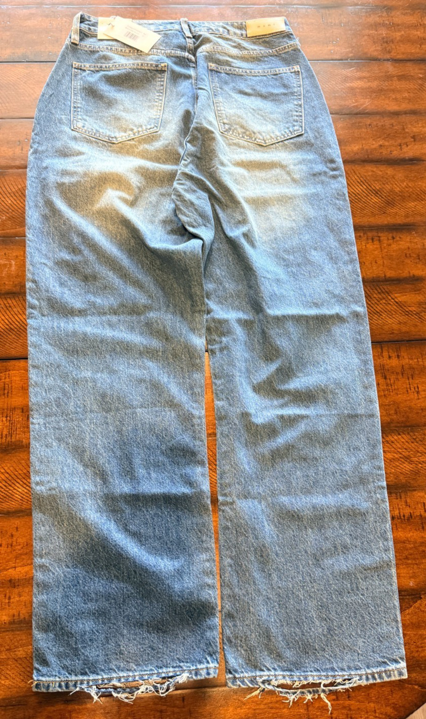 MNML Mens ULtra Baggy & Wrinkled Denim – Blue, Size 32