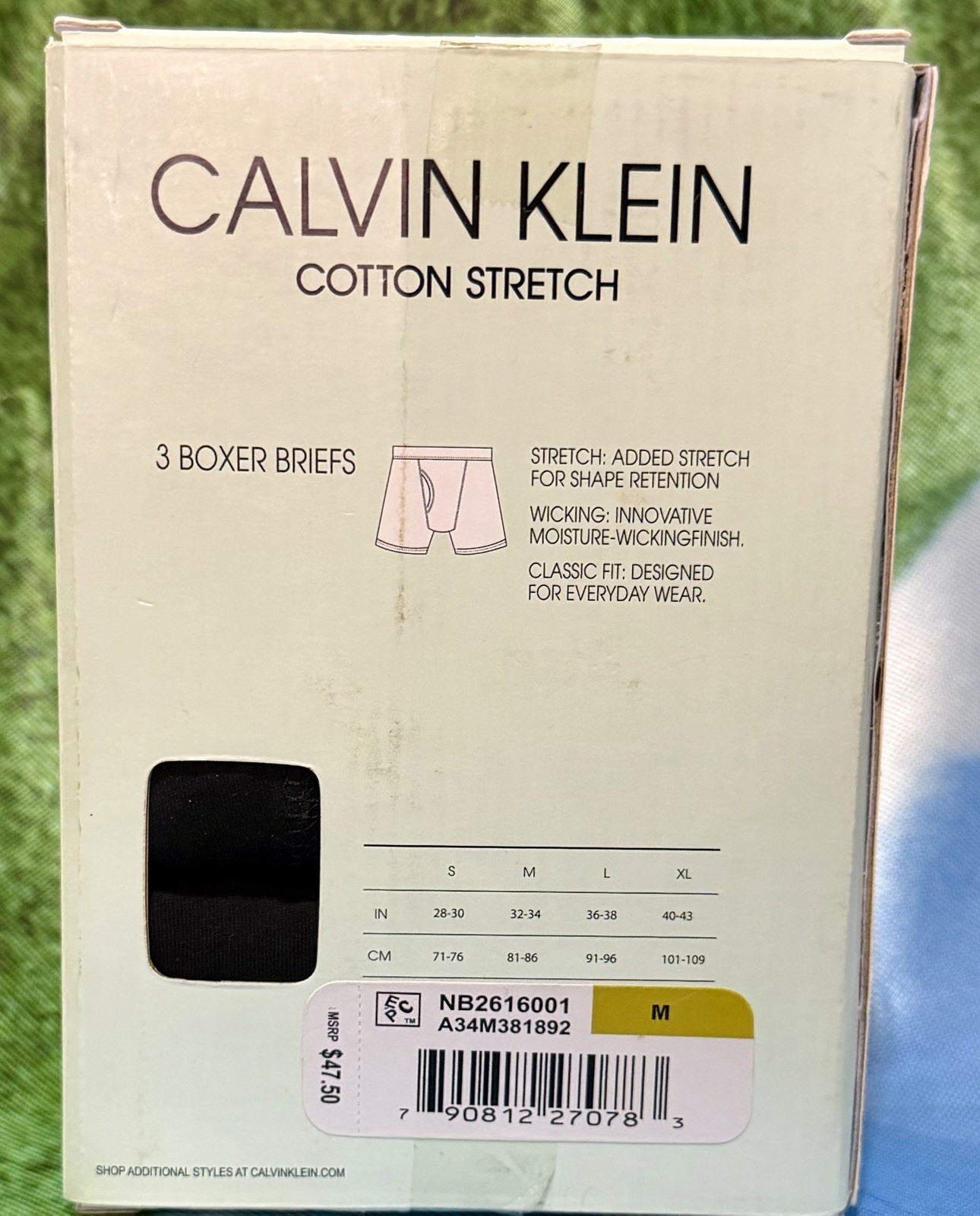 Calvin Klein Men’s Cotton Stretch 3 Pack Boxer Brief Underwear Black Large