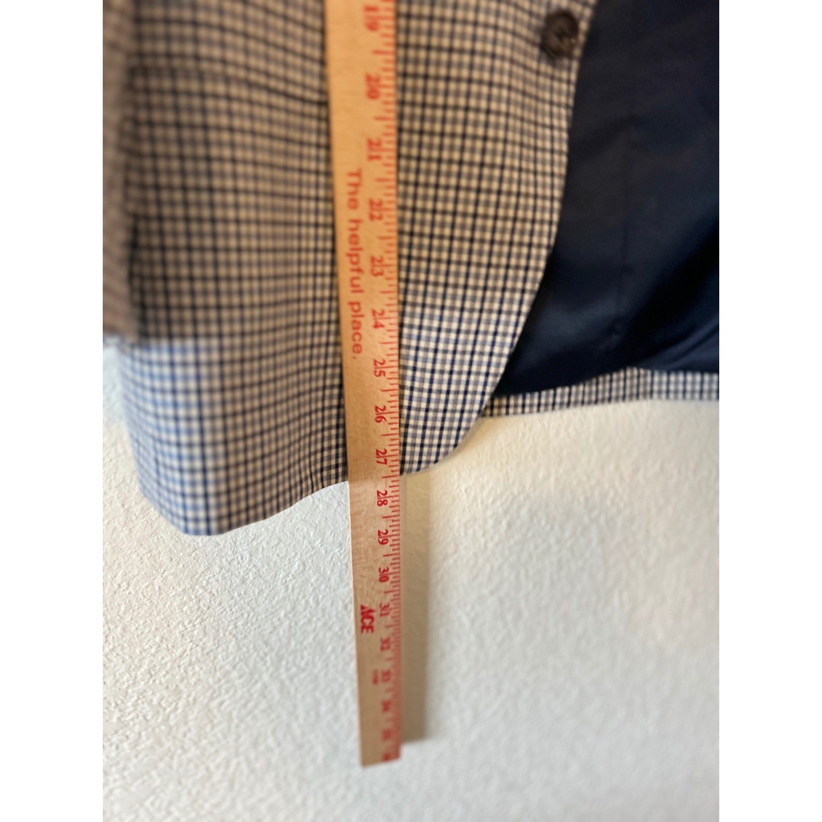 Preppy Tommy Hilfiger Americana Gingham Blazer Navy White Sport Coat S36