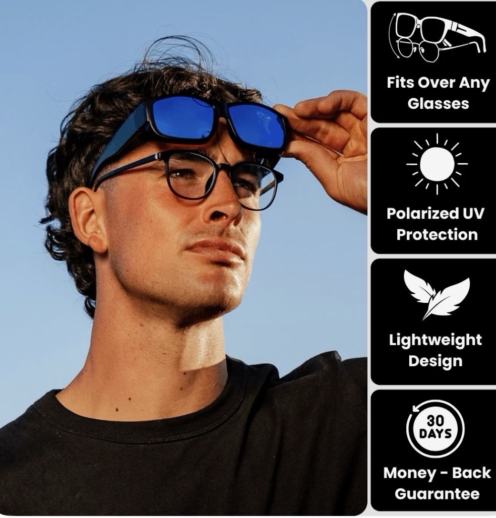 Lot of 2 SAINT Polarized Fit Over Sunglasses – Black & Blue Mirror Lenses