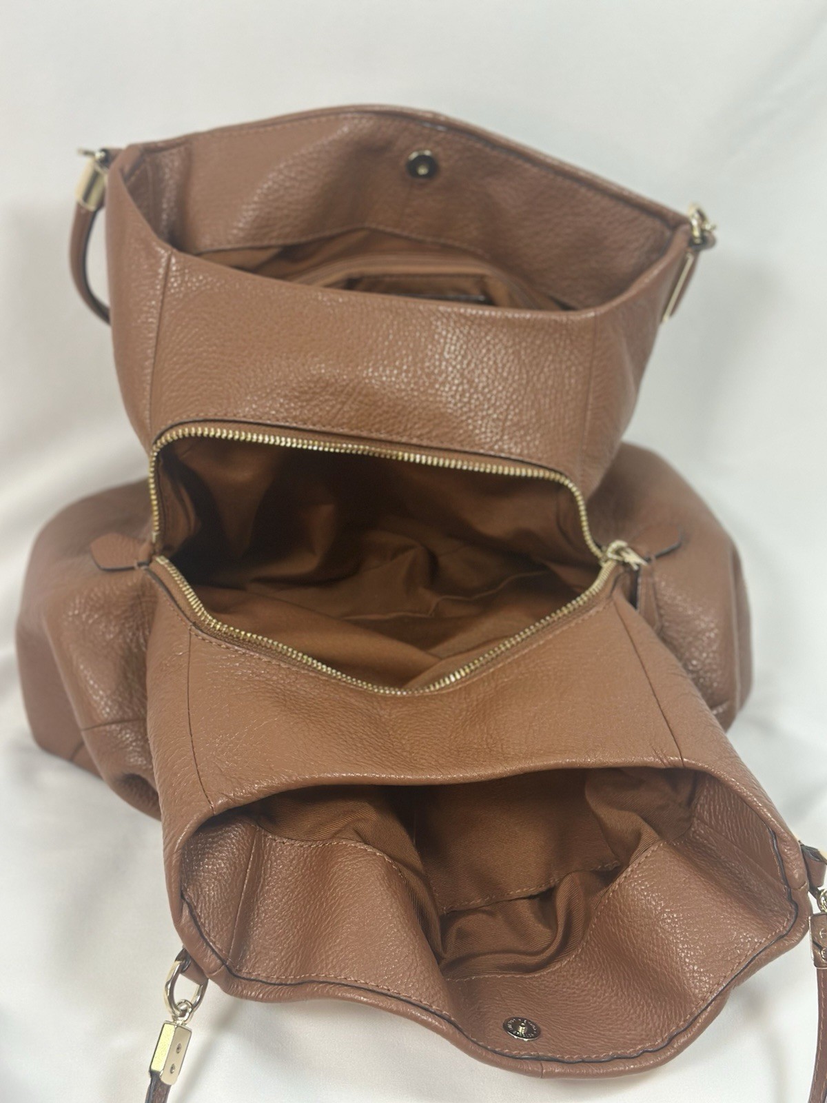 Coach F34495 Madison Phoebe SM Shoulder Bag Saddle Brown Soft Pebble Leather