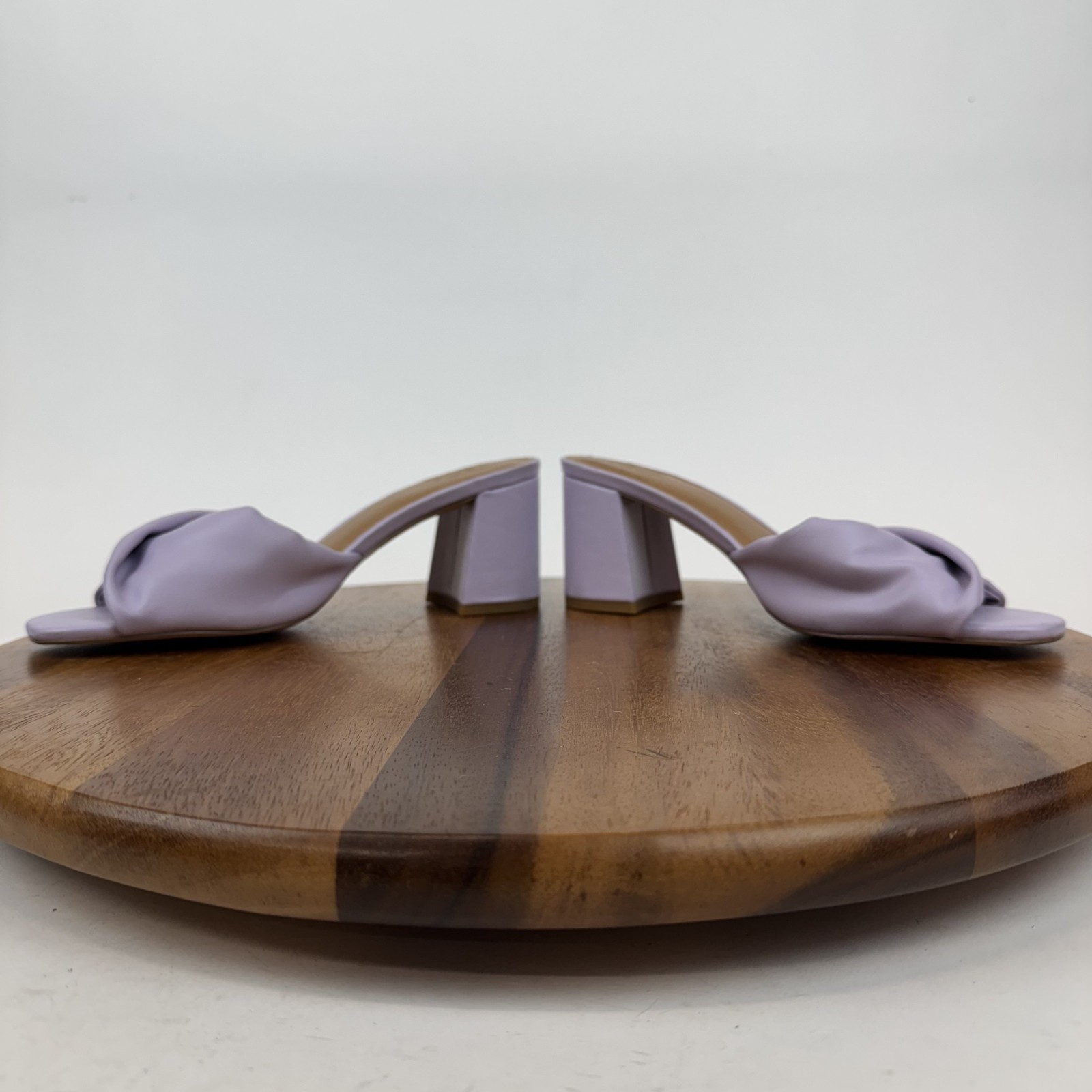 Womens Nordstrom Rack Loredo Lilac Faux Leather Heeled Slide Sandals Size 8 M