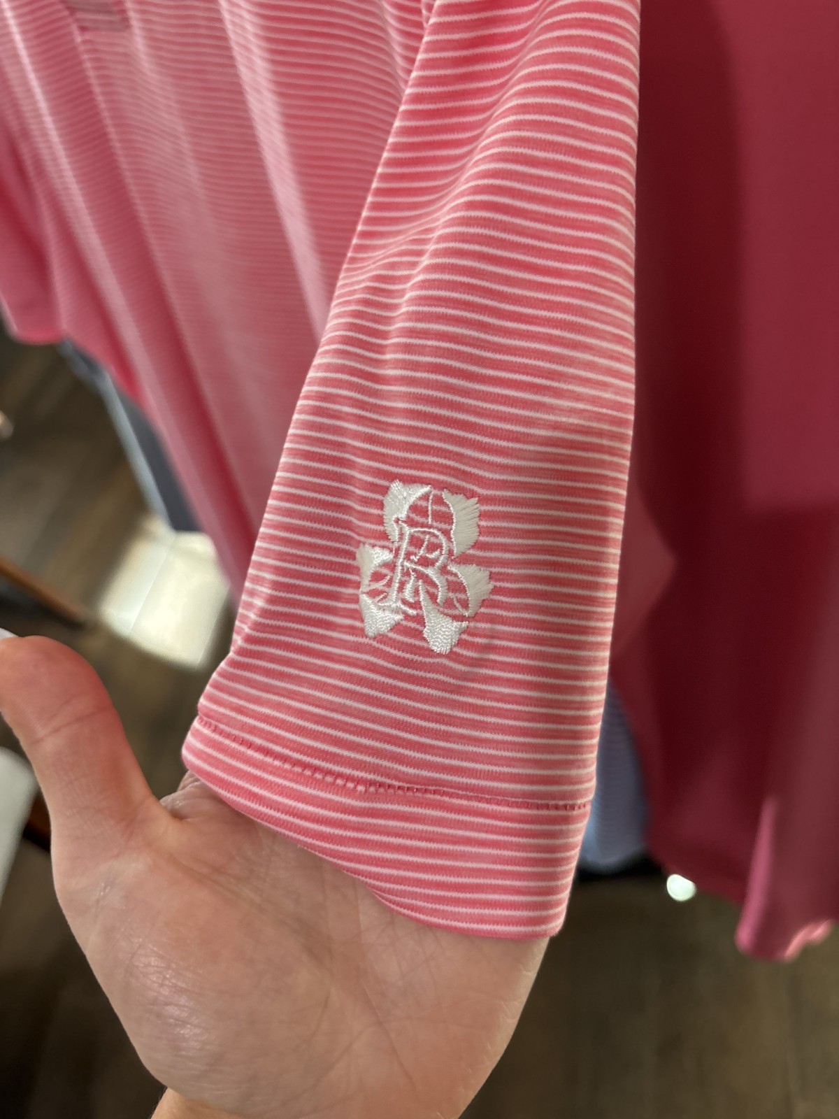 Peter Millar Summer Comfort Ballyneal Golf Club Polo Mens Medium Pink Stripe