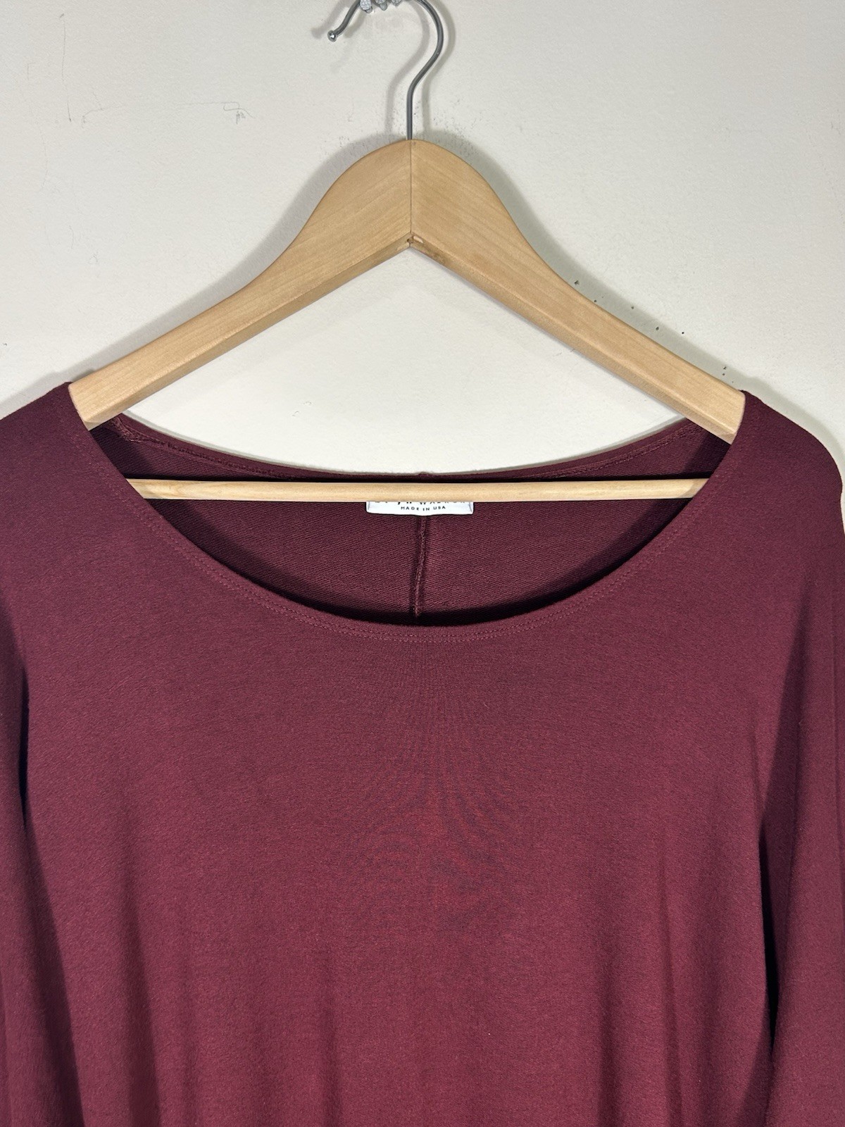 Bryn Walker Womens Tunic Top M Burgundy Rayon Spandex Lagenlook Minimalist Artsy