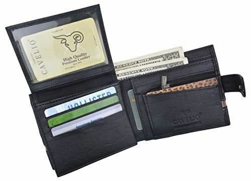 Bifold Men’s Wallet Premium Leather Hipster Credit Card ID Coin Wallet With Snap