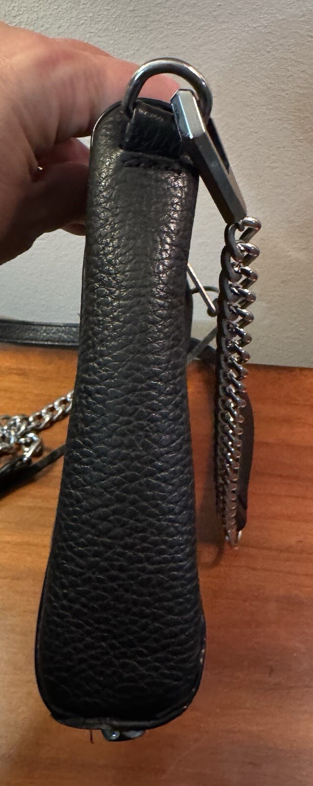 Rebecca Minkoff Black Pebbled Leather Triple Zipper Chain Strap Crossbody Bag