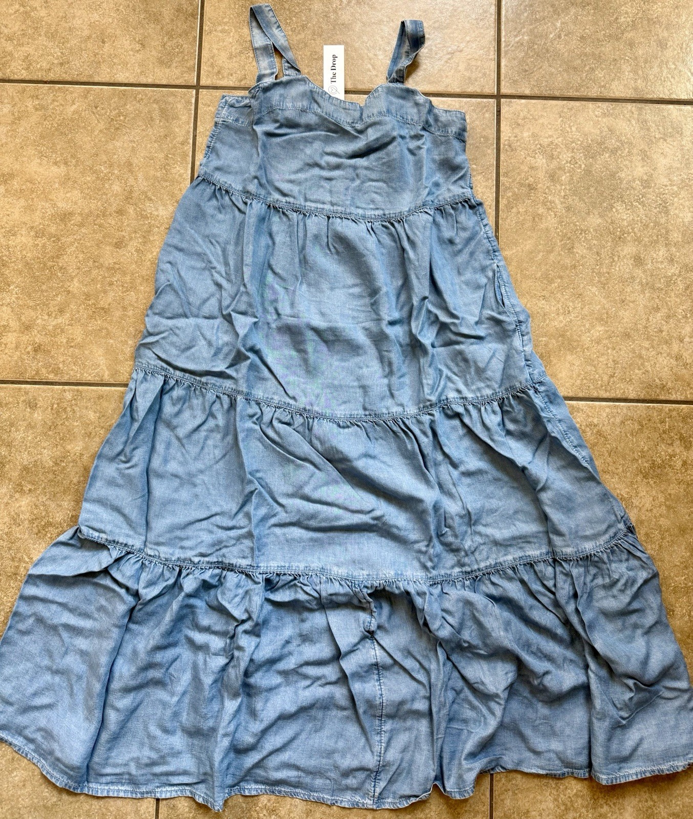The Drop Core Britt Dress Tencel Chambray Size Small Blue Maxi FAST SHIPPING
