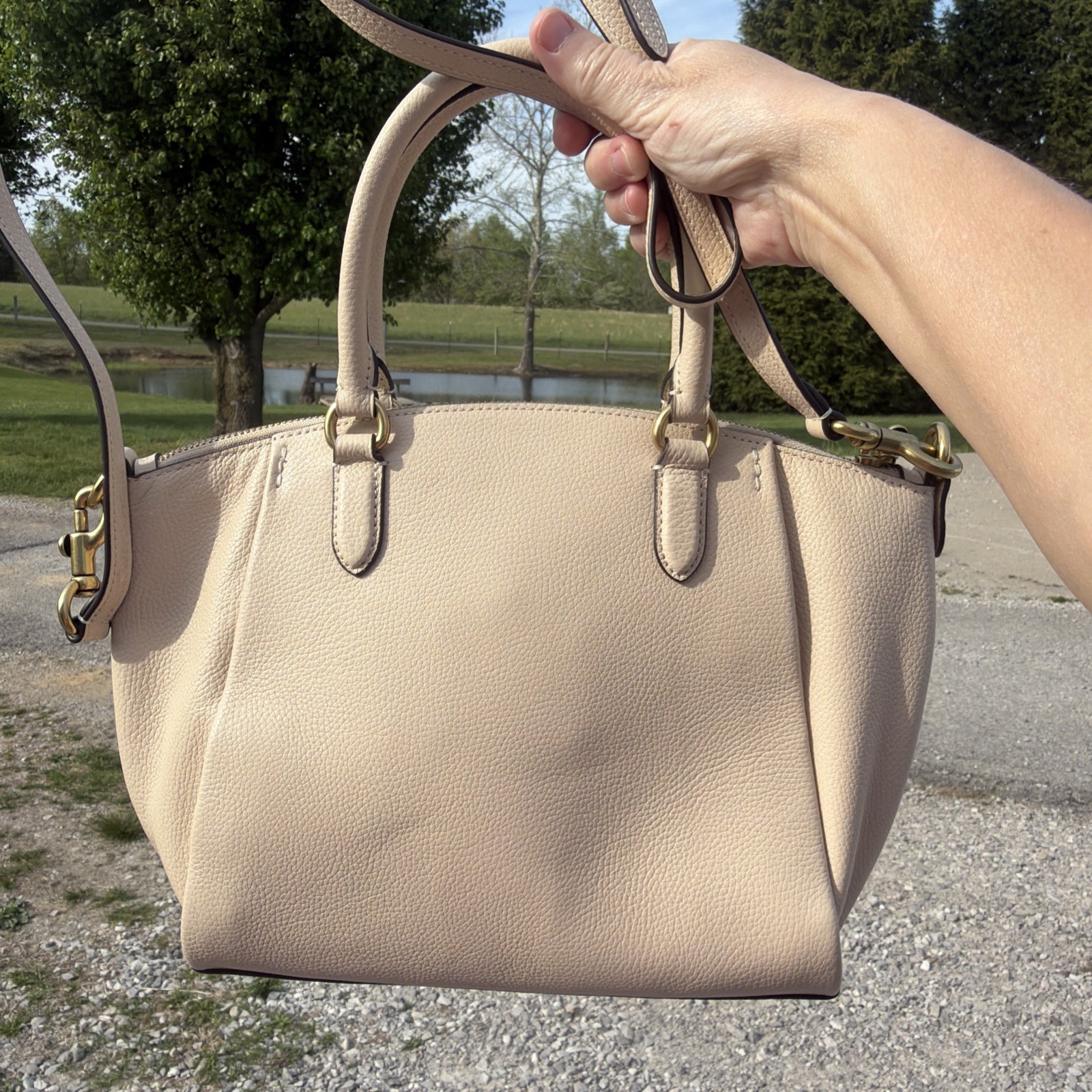 COACH ELISE Ivory Pebbles LEATHER CROSSBODY 79316 SATCHEL CONVERTIBLE