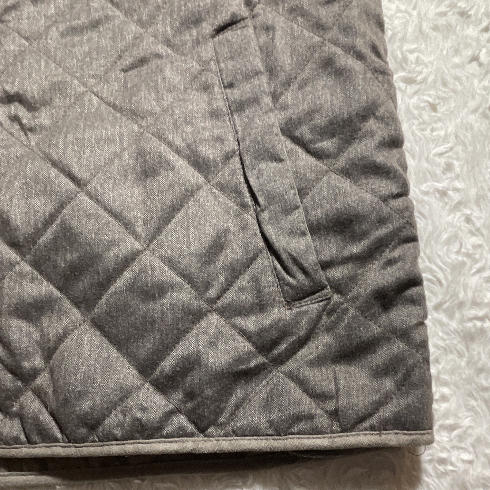 Southern Marsh Men’s Gray Quilted Full Zip Vest Stand-Up Collar Pockets M