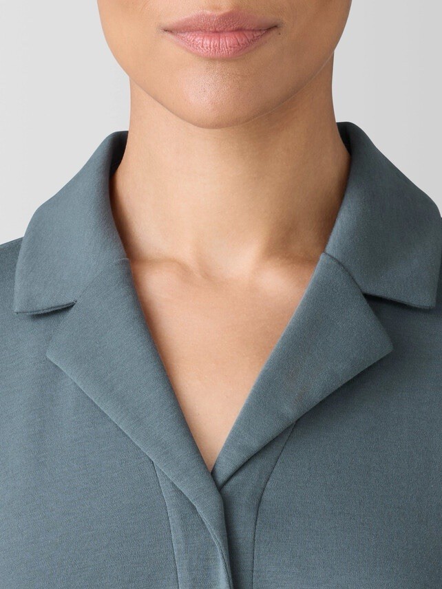 Eileen Fisher Organic Cotton Interlock Notch Collar Sleep Shirt Eucalyptus M NWT