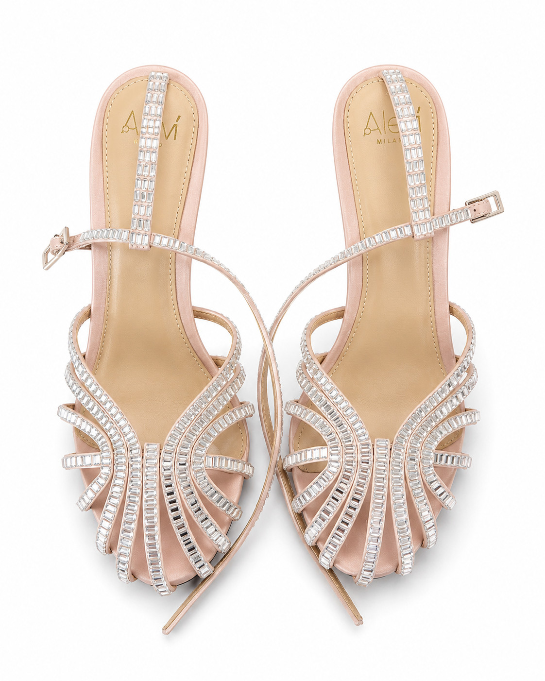 Women’s Blush Pink Rhinestone High Heel Sandals Size 36 New Without Tags