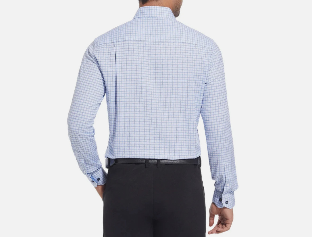 Duchamp Men’s Slim Fit Cotton Stretch Dress Shirt, Light Blue,size L, 16.5in, 42