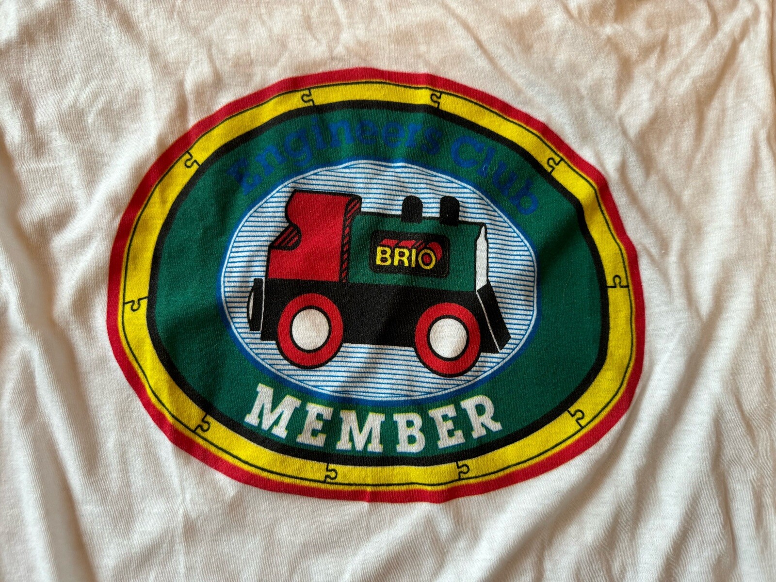 Vintage BRIO Engineers Club Member T-Shirt White Adult Large CHED By Anvil Tee