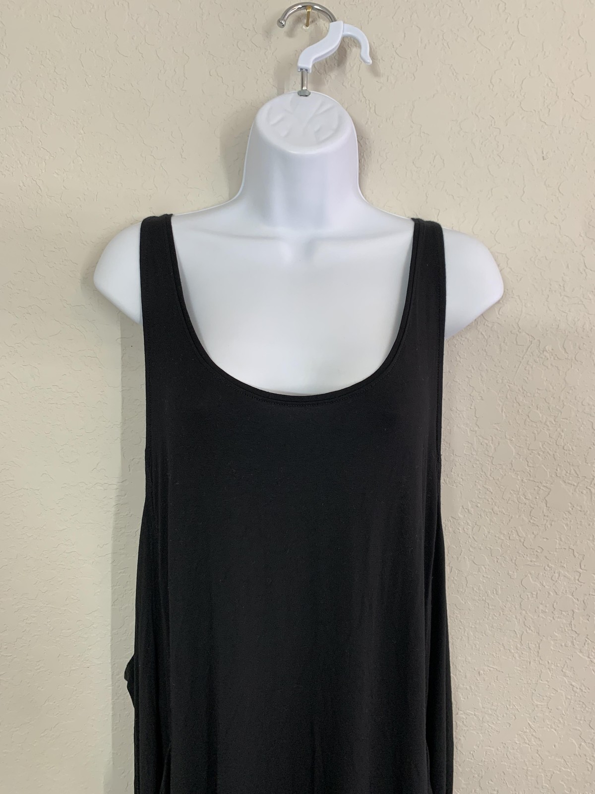 Eileen Fisher Dress Womens XL Black Jersey Scoop Neck Sleeveless Swing Pockets
