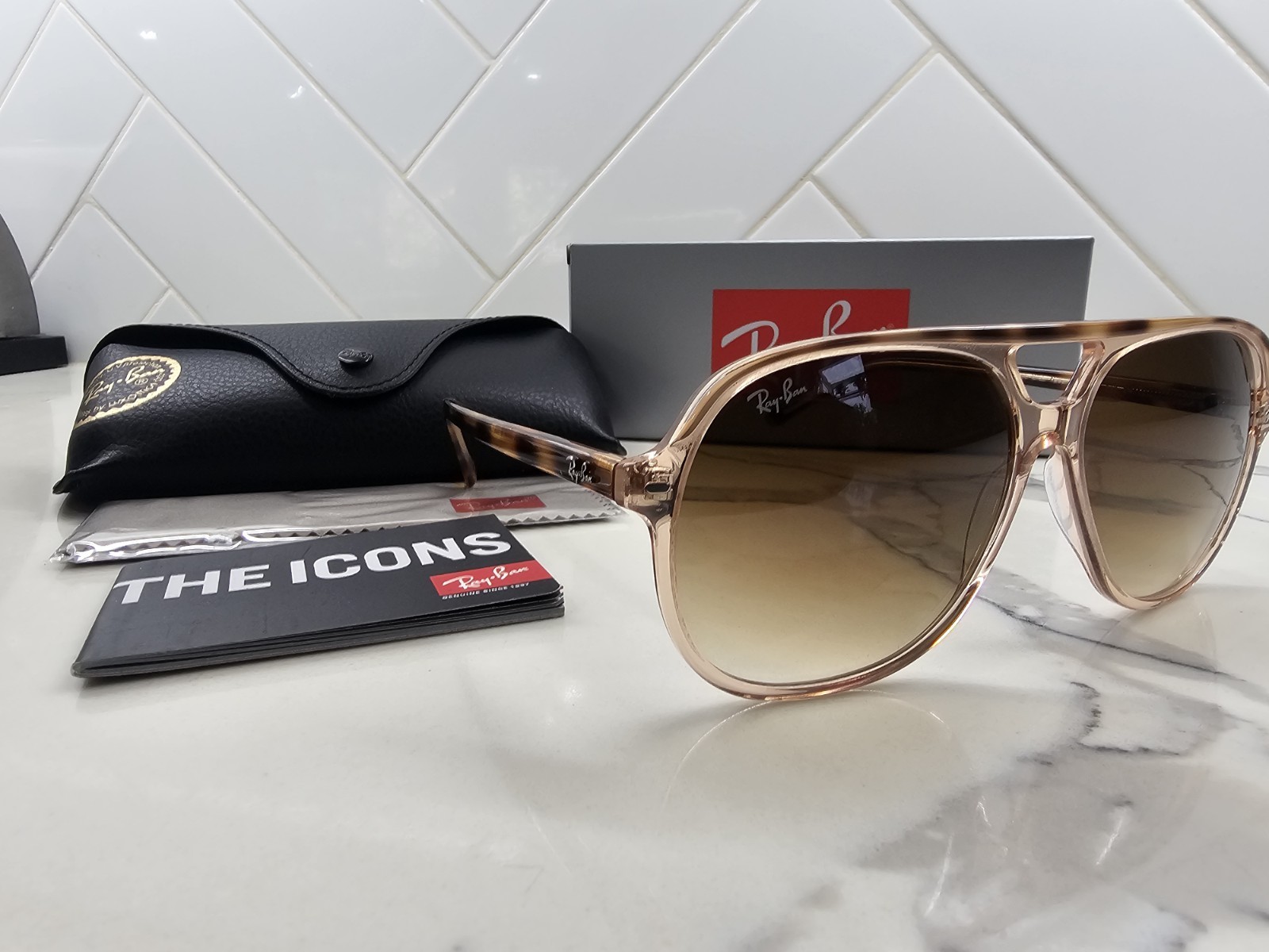 MEN’S Ray-Ban BILL RB2198 60mm Pilot Sunglasses Havana Brown Gradient Lens