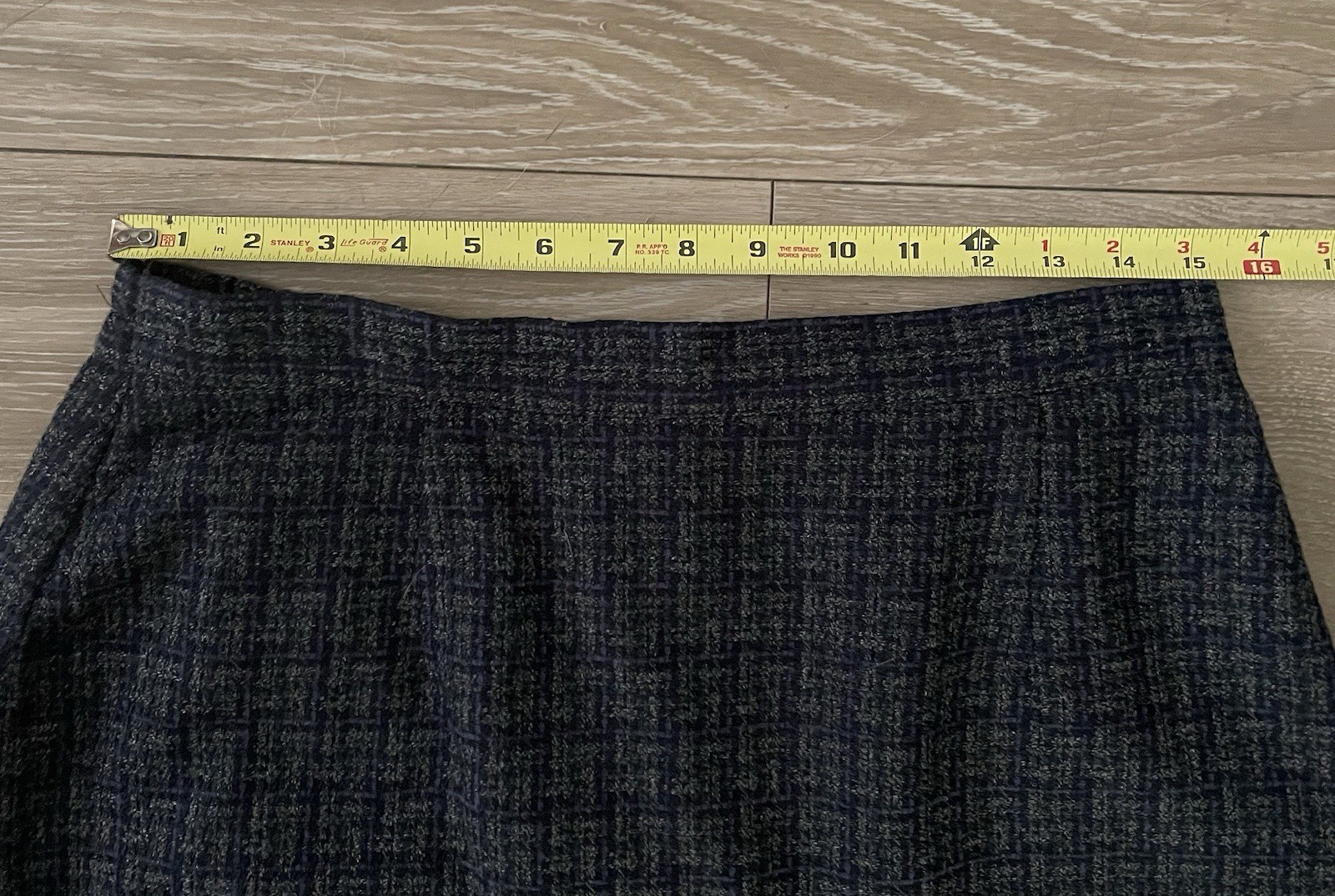 Vtg Adolfo Studio Women’s 2 Piece Tweed Skirt Suit Gray Blue Blazer Work Size 14