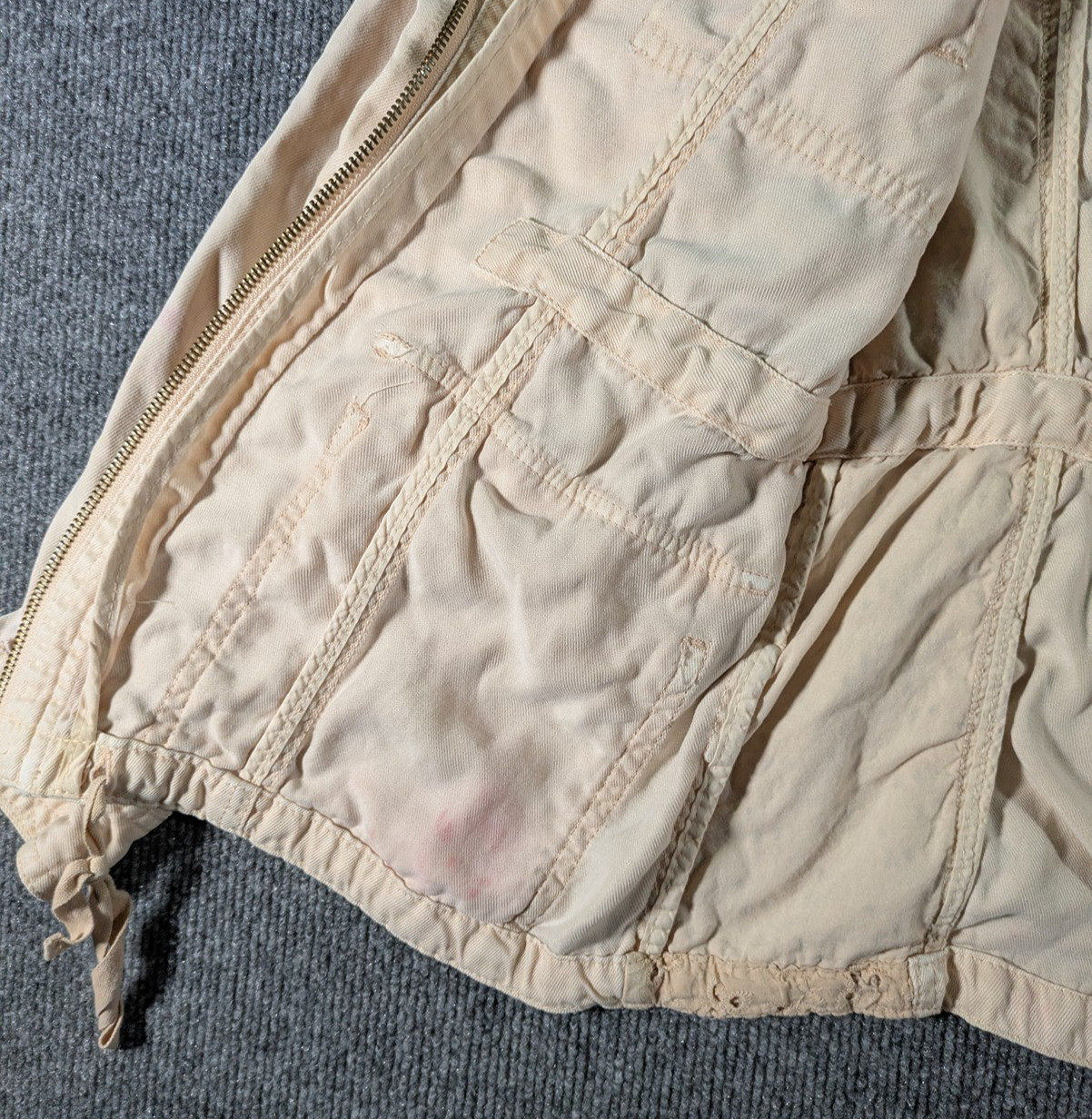 Max Jeans Jacket Women’s Small Khaki Military Utility Drawstring Lightweight