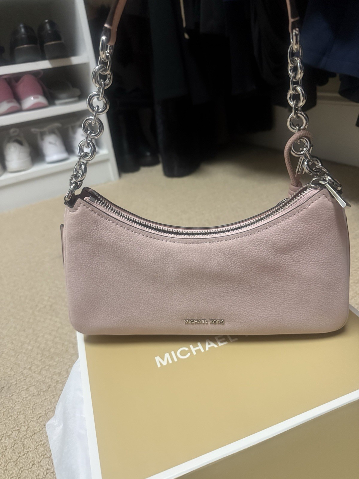 Michael Kors Nolita Medium Nubuck Chain Pochette