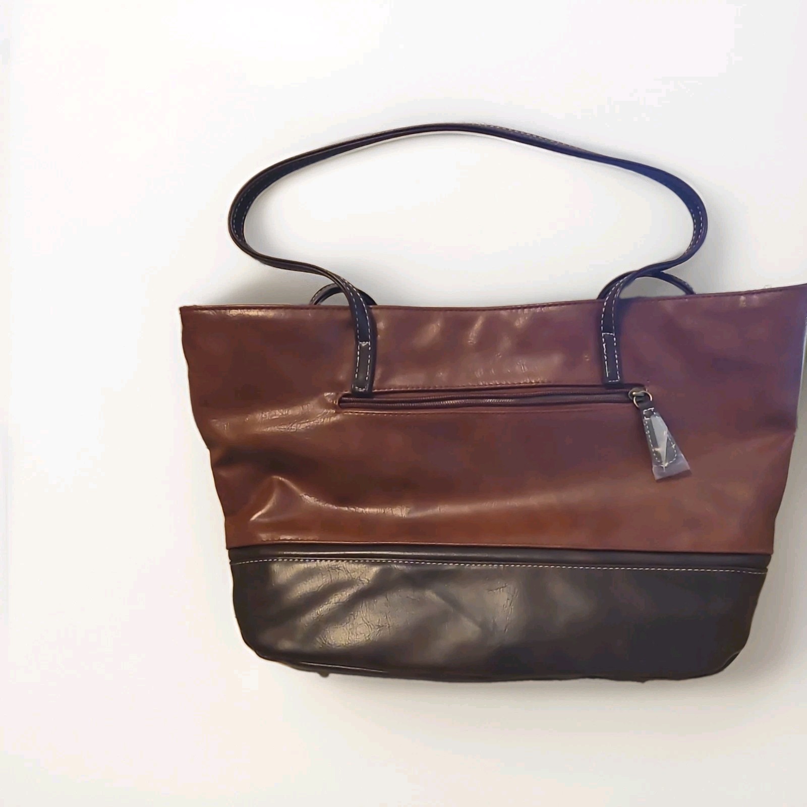 Stone Mountain USA Two-Tone Brown Leather Shoulder Tote Bag Purse NWT