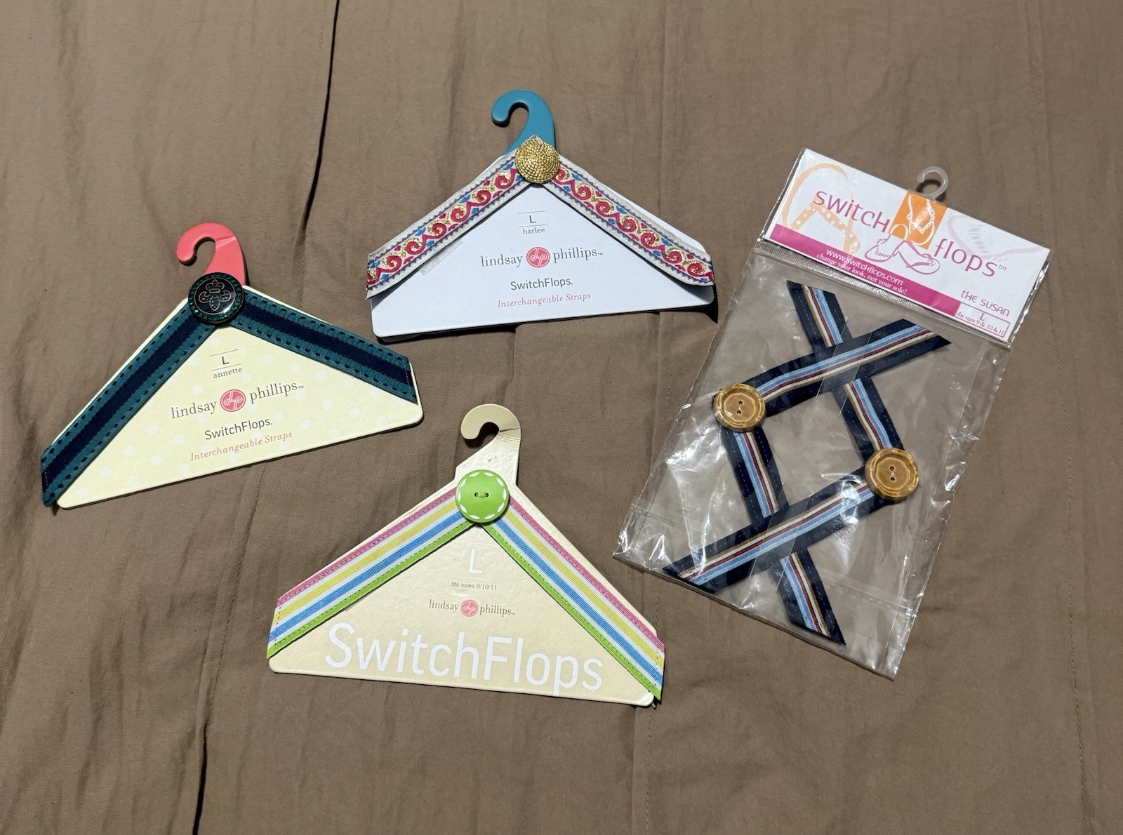 Switchflops Lindsay Phillips Lot of 4 Interchangeable Straps, Size Large 9-11