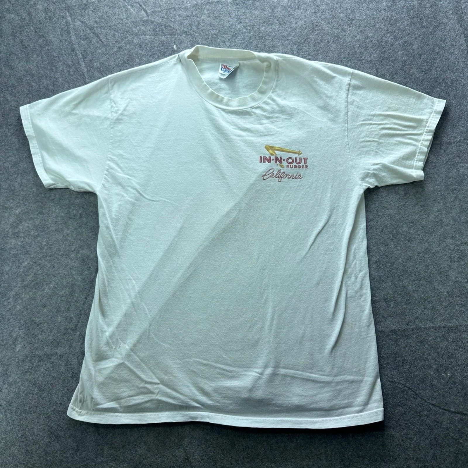 VTG Hanes Shirt Men L White In-N-Out Burger California Graphic Beefy Crewneck