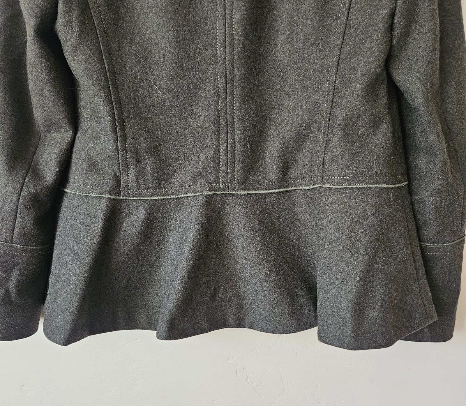Banana Republic Mario Bellucci Wool Military Peplum Coat Double Breasted Sz Med