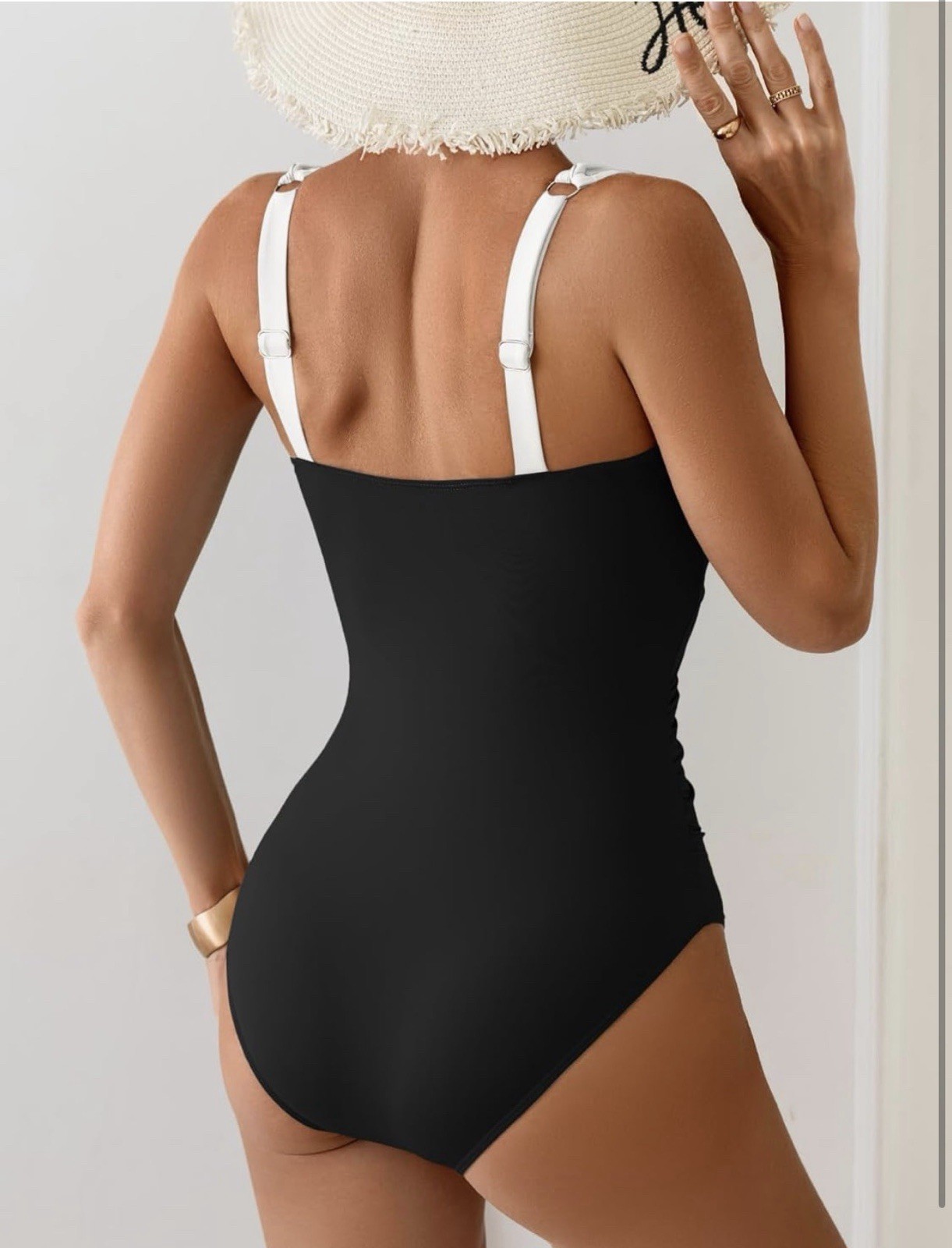 Black & White One Piece Swimsuit Stretch Lightweight Size S