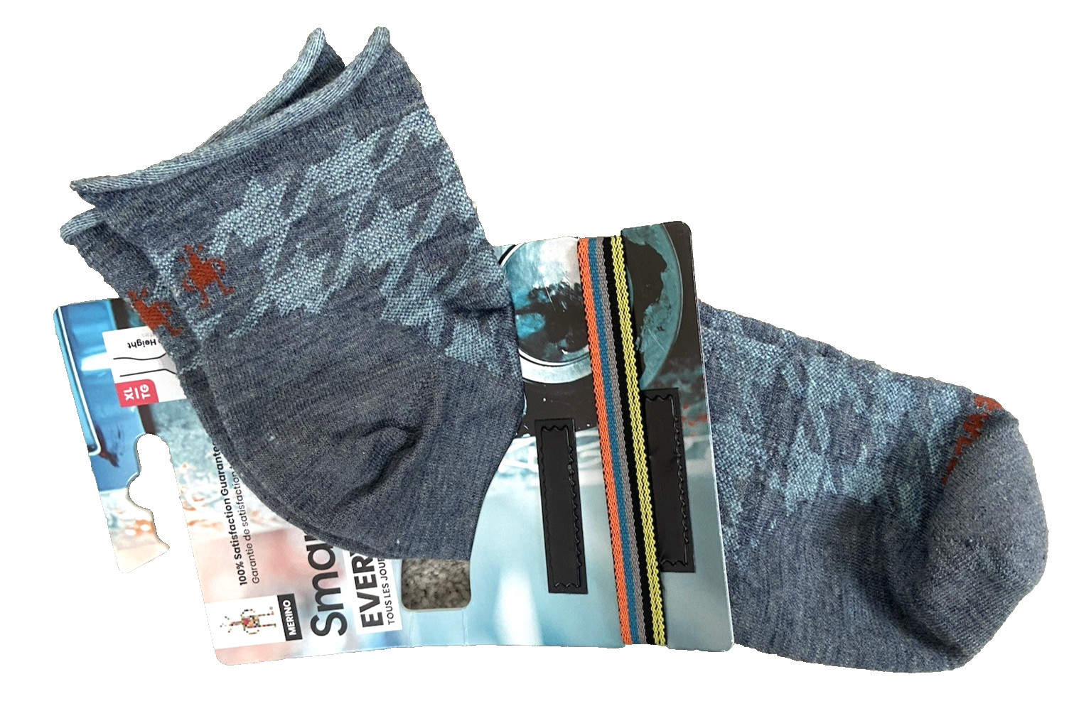 Lot of 2 pairs Smartwool Everyday Zero Cushion Houndstooth Ankle Socks Blue XL