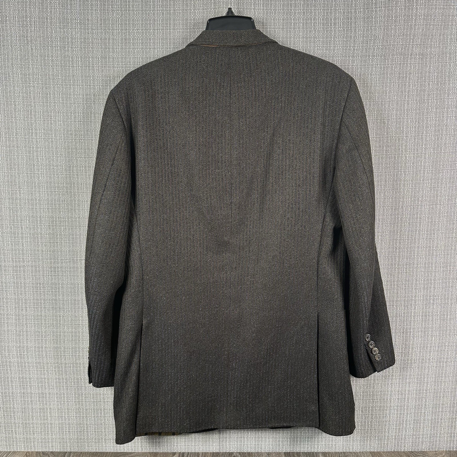 Kroon Sport Coat Mens 42L Brown Striped Tweed Wool Cashmere 2 Button Suit Jacket