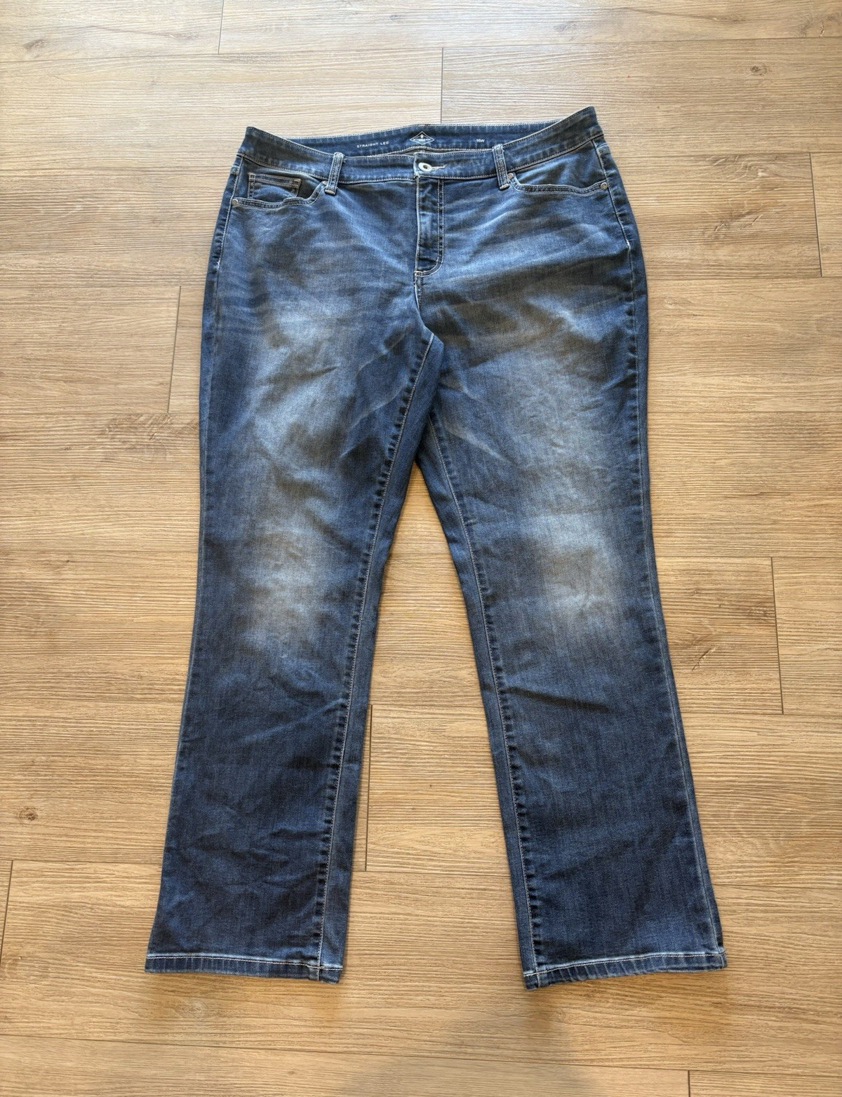 St. John’s Bay Women’s 16W Blue Medium Wash Stretch Straight Jeans