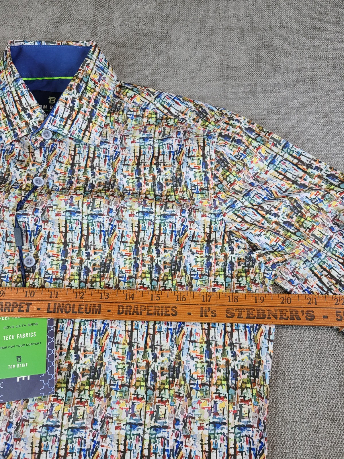 *NWT* Tom Baine Shirt Men S Colorful Performance Slim Fit Stretch Long Button Up