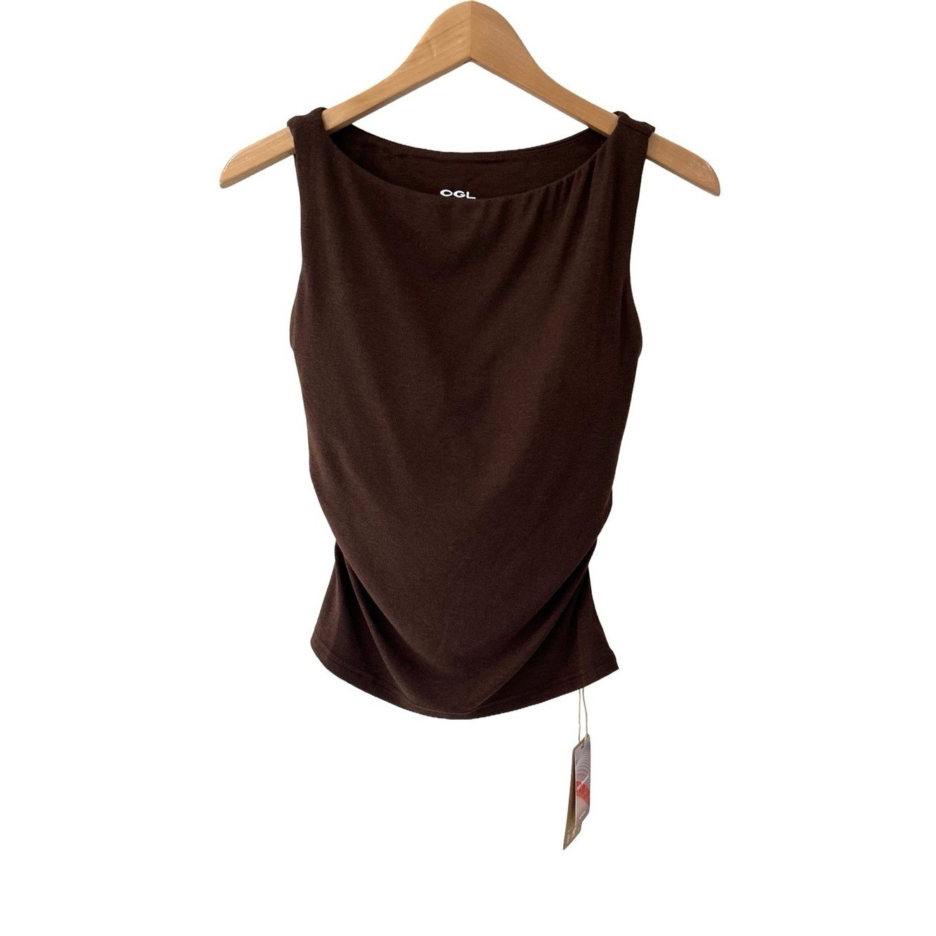 OGL women’s Boatneck bra tank top Brami M espresso built in bra soft NWT